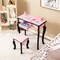 Costway Kid Vanity Set Wooden Makeup Table Stool Tri-Folding Mirror Leopard Print